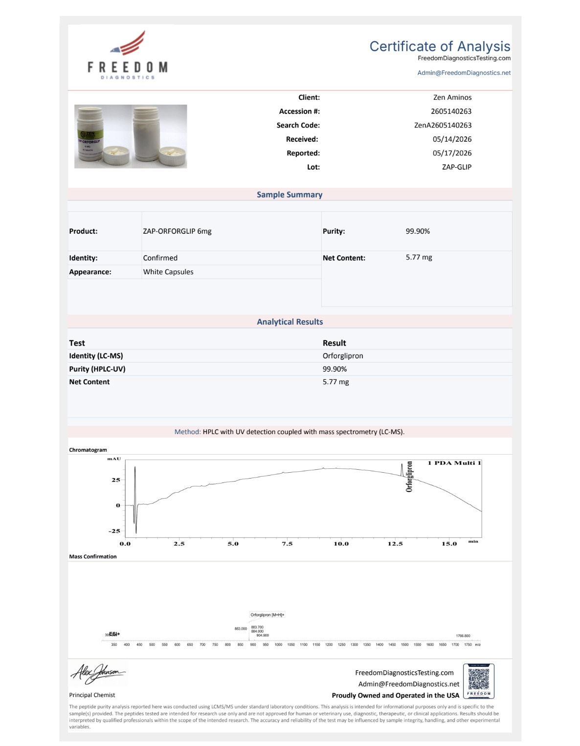 ZAP-ORFORGLIP 6mg 90ct Research Capsule - Image 2