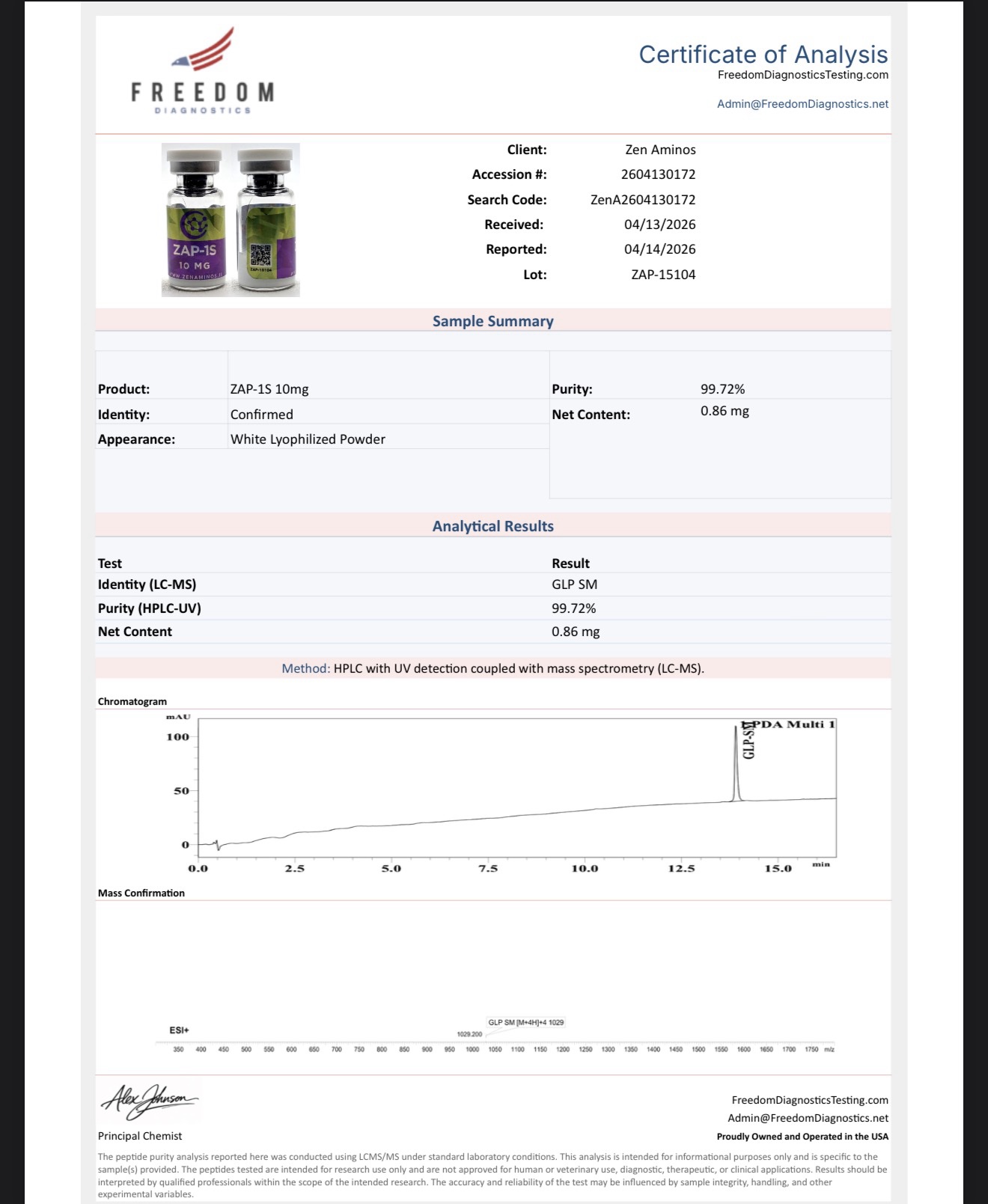 Underfill kit ZAP-1S 10mg total-10ct Research Pack - Image 2